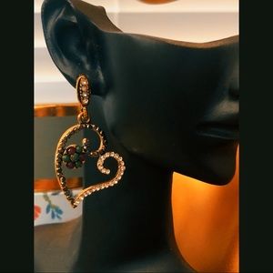 Pave Crystal Heart Shaped Earrings NWT
